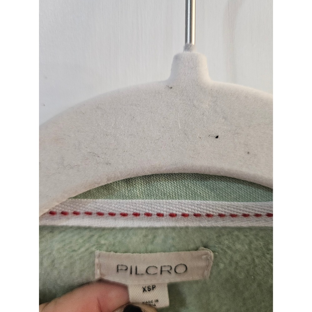 PILCRO Women's Mint Green Collared V Neck Sweatshirt Pullover Top XSP - Picture 3 of 3